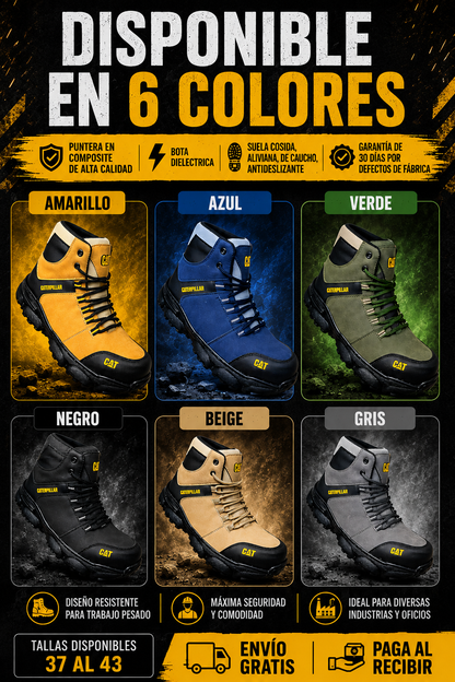 BOTA CAT FORCE 2.0 - SEGURIDAD PARA TRABAJO PESADO, RESISTENTE A IMPACTOS - ALTA CALIDAD