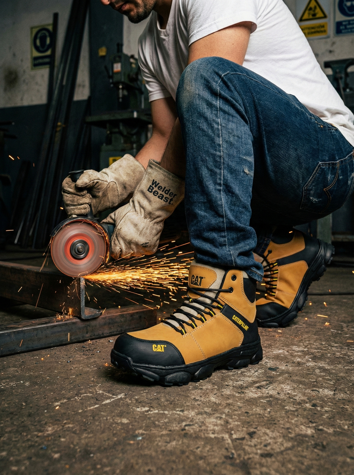 BOTA CAT FORCE 2.0 - SEGURIDAD PARA TRABAJO PESADO, RESISTENTE A IMPACTOS - ALTA CALIDAD